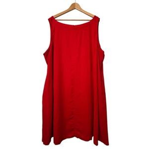 Red Linen Shift Dress